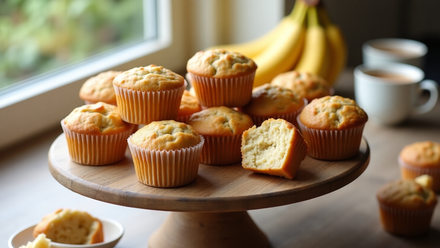 Fresh Banana Cream Cheese Muffins