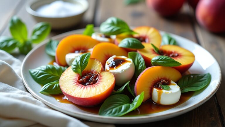 Peach Caprese Salad with Burrata