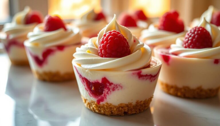 Creamy Lemon Raspberry Swirl Cheesecake Cups