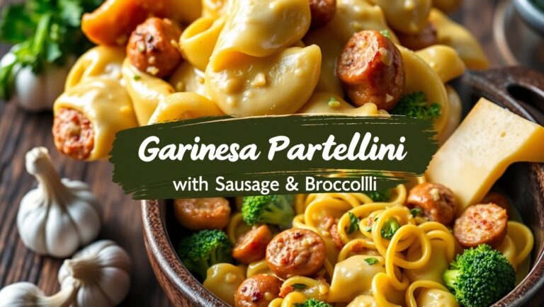 Garlic Parmesan Tortellini with Sausage & Broccoli