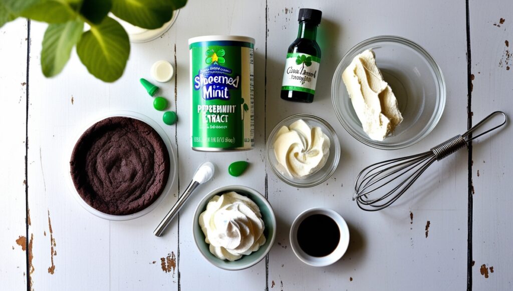 Ingredients for Shamrock Mint Milkshake Pie