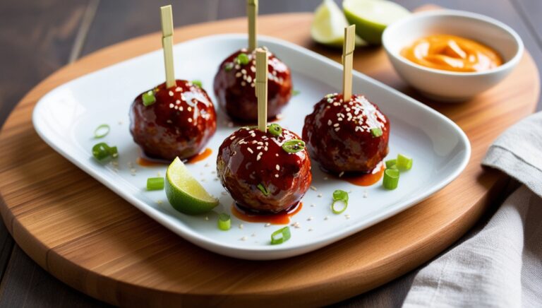 Korean BBQ Meatballs with Spicy Mayo Dip